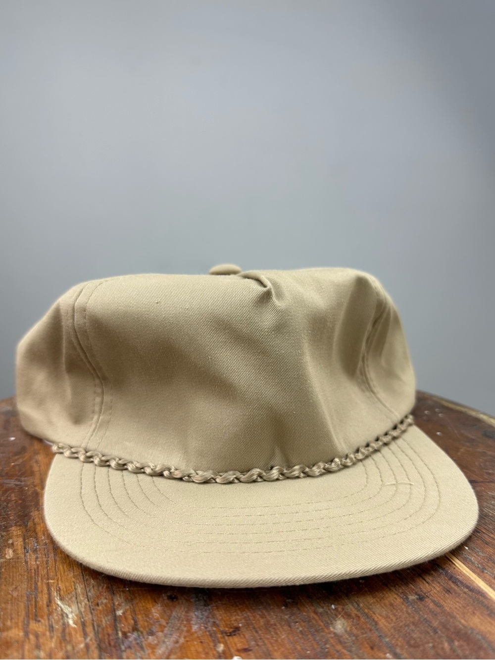 Vintage Dead Stock Braided Rope Khaki Color 5 Panel Hat